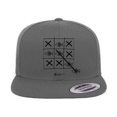 Fish Tick Tack Toe Embroidered Flat Bill Cap